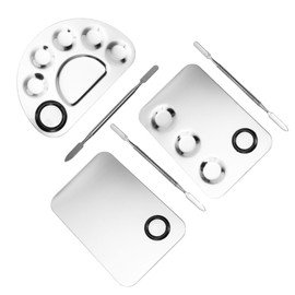 FOMIYES Cosmetic Makeup Nail Art Palette 3 Sets Stainless Steel Trays for Easy Mixing