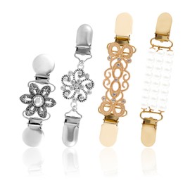 4pcs Dress Clips, Back Cinch Clips Elegant Clothes Clips Waist Cincher Clip Vintage Cardigan Collar Clips Sweater Scarf Shawl Shirt Clasp for Women Girl Decor, Prevent Clothing from Slipping Off