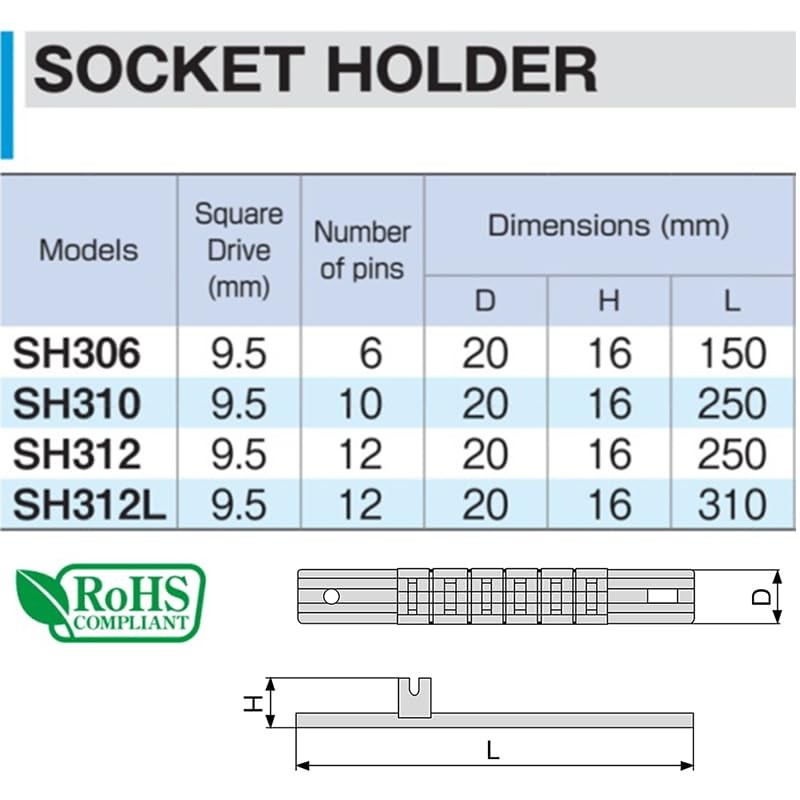 TONE Socket Holder HPSH306 Insertion Angle 0.3 inch (9.5 mm)
