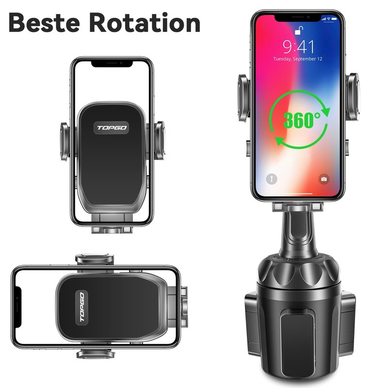 TOPGO Kfz-Halterung für Getränkehalter, verstellbare Kfz-Halterung für Smartphones, schwarz