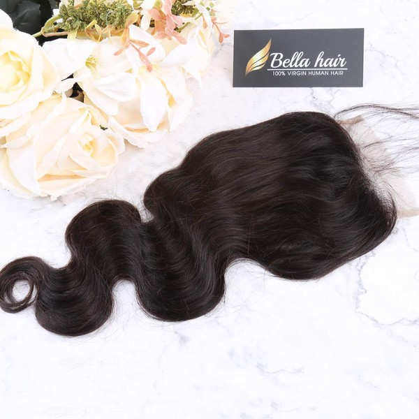 Bella Hair 4x4 Top Lace Closure Body Wave 130% Density Full Cuticle Aligned Virgin Human Hair Closure (Free Part 18inch)