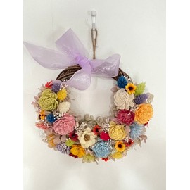 Lulu's Crescent Moon Flower Wreath, Pastel, Preserved Flowers, Dried Flowers, Natural Wreath, Size (W x H x D): 8.7 x 7.9 x 2.8 inches (22 x 20 x 7 cm), Pastel Lulu's-1400