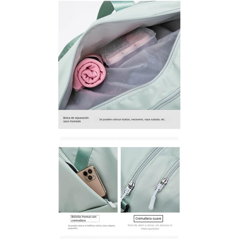 Bolsa Deportiva para Mujer, Bolsa de Viaje Gimnasio Impermeable con