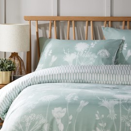 Olivia Rocco Easy Care Printed Duvet Cover Set 100% Polyester Breathable Stylish Comforter Reversible Quilted Bedding Bed Sets With Pillowcases MEADOW DUVET SET, SAGE GREEN DOUBLE