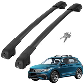 JOYTUTUS Lockable Roof Rack Cross Bars Compatible with Volkswagen VW Tiguan 2018-2024(Not for Limited), Anti-Theft Aluminum Crossbars for Rooftop Cargo Bag Luggage Kayak Canoe Bike