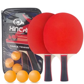 Sudnsadaks Tischtennisschläger Set, Ping Pong Set 2 Tischtennis-Schläge + 3 Tischtennis-Bälle+ Tischtennishülle, Table Tennis Racket für Anfänger, Amateure, Fortgeschrittene und Familienunterhaltung