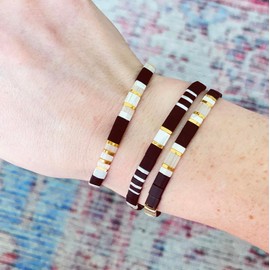 KELITCH New Miyuki Tila Bead Bracelets Charm Stretch Bracelets Stackable Wrap Bracelets for Women Jewelry (Black 08E)