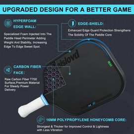 Thermoformed Pickleball Paddles Pro T700 Raw Carbon Fiber Pickleball Racket-16MM Unibody Design-Injected Foam-Rougher Spin Texture for Best Control,Power-Competition Version-USAPA Approved,Elongated