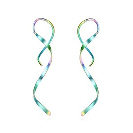 Swirl Earrings for Women, Stainless Steel Spiral Dangle Earrings for Women Trendy, Spiral Threader Earrings - Hypoallergenic Earrings for Women - Colorful
