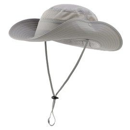 Unisex Outdoor Mesh Sun Hat Camouflage Boonie Bucket Hats Fishing Hats with String Gray, 55 60cm