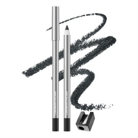 Black Gray Waterproof Eyeliner Pencil with Sharpener, Long-Lasting Smudge-Proof Waterline Eye Liner Gel, High-Pigmented Smooth Creamy Eyeliner for Older Women, Vegan & Cruelty-Free, 06