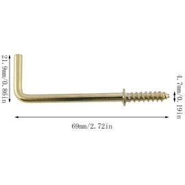 E-outstanding Right-Angle Screws Hook 20PCS 2 inch Golden 7 Shape Self-Tapping Carbon Steel Nail Hook Fastener Accessories