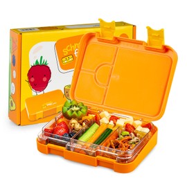 schmatzfatz Junior Lunch Box for Children, BPA-Free Lunch Box for Children, Bento Box, Lunch Box, Perfect for School and Travel, Forest Orange