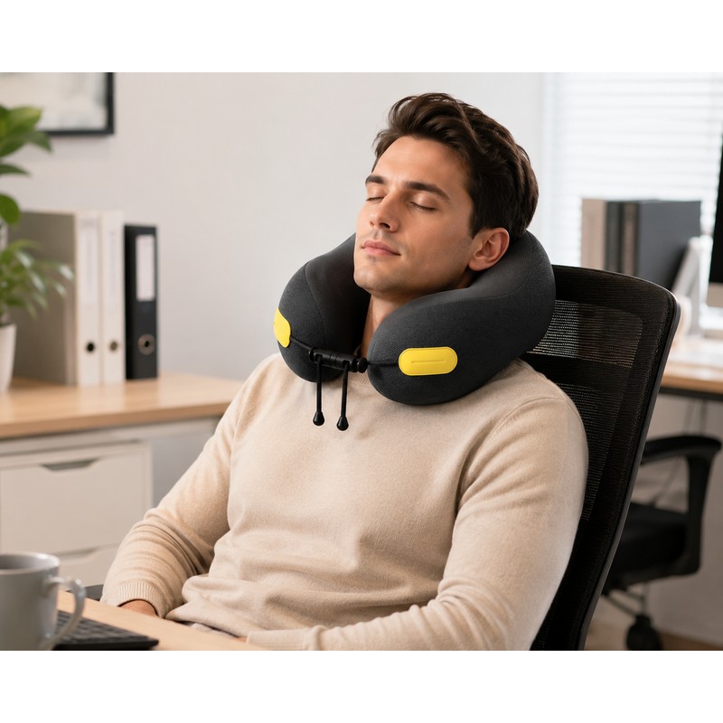 Memory Foam Travel Neck Pillow for Airplane & Daily Rest
