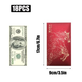 Wuyituart 18 Pcs Chinese New Year Red Envelopes Thickened & Stiff Glitter Paper Red Envelope Lucky Money Gift Envelopes with 6 Horse Designs, 6.7x3.5in, Year of the Horse Symbolizes Immediate Victory