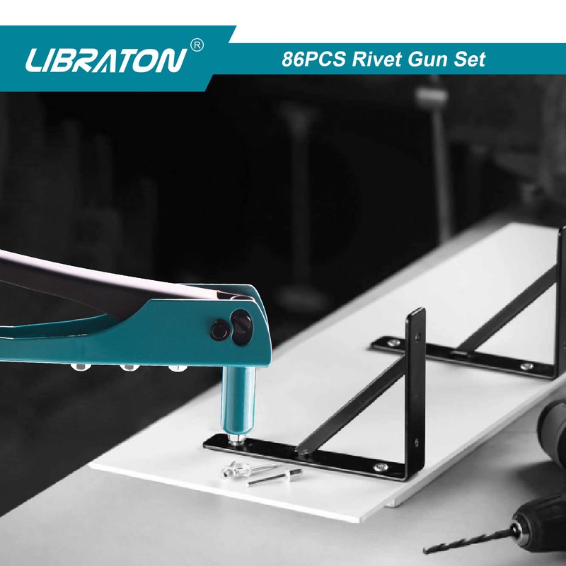 LIBRATON Hand Riveter Set with 80 Blind Rivets, 4 HSS