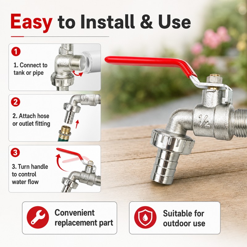 1/2 Inch Brass Faucet Valve for Garden Irrigation – Metal