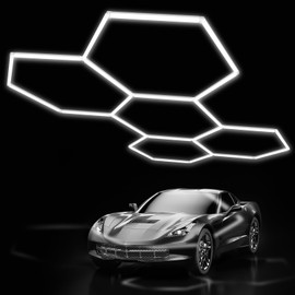 GooComfy Hexagon LED Garage Light Fixture, 120W 13200LM 25 Pack Honeycomb Ceiling Light for Garage, Basement, Gaming Room, Warehouse