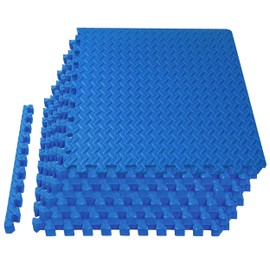 Mat Block APM005BU-1 Torin Interlocking Foam Tiles Puzzle Mats: EVA Gym Mat Flooring Exercise Equipment Mat for Home Gym Equipment, 24 SQ FT, 1/2 inch Thick, 6 Tiles, Blue