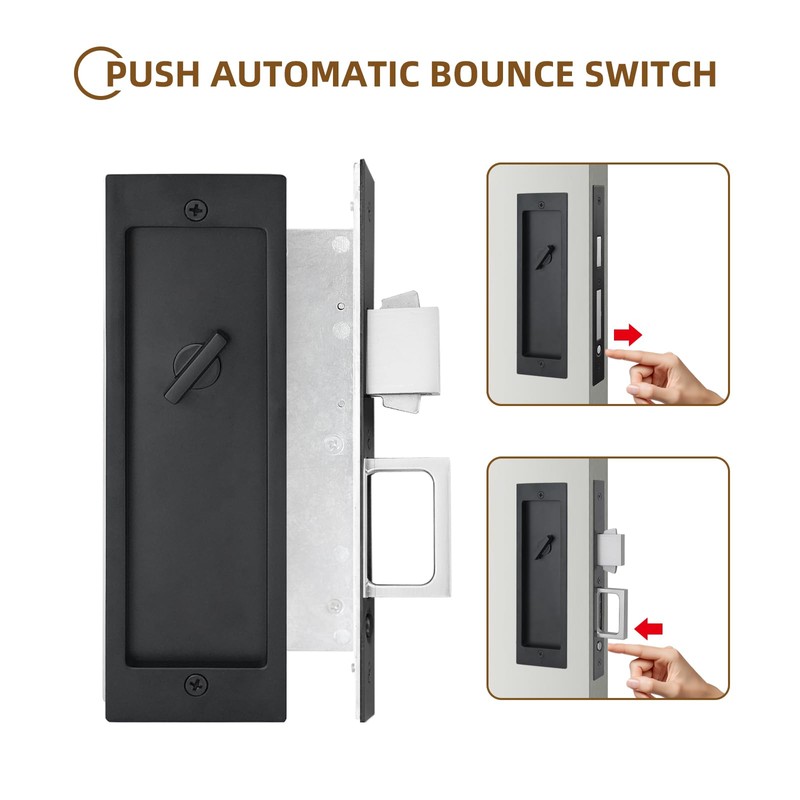LWZH Privacy Pocket Door Lock Hardware, Hidden Handles, Privacy Pocket