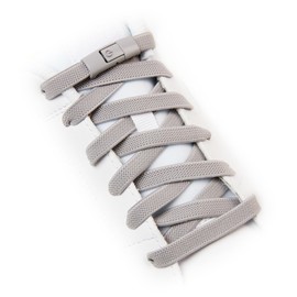 TEEZY No Tie Shoe Laces for Trainers | Premium Elastic Weave & Chrome Buckle | Adult/Kids Tieless Elastic Shoelaces | ORIGINAL (Light Grey)