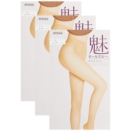 Atsugi ASTIGU Women's Stockings, All Through, Bare Skin Feel, 3 Pairs, Skinny Beige