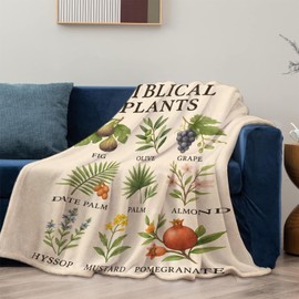 Biblical Plants Blanket Gifts for Women Adults, Soft Warm Lightweight Flannel Throw Blankets for Camping Bedroom Living Room Home Sofa Travel Decor 50" x 60"