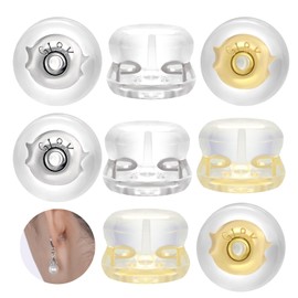 Earring Backs for Droopy Ears, 18K Gold Silicone Earring Backs for Studs Heavy Earring,Rubber Flat Earring Backing Tigh Hold Lifters Support Replacement in 2 Colors: White Gold,14K Gold