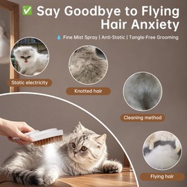 Cat Steam Brush, 3 in 1 Steam Comb for Shedding Dog Pet Hair Cleaning Brush Comb for Spray Dog Grooming for Long & Short Haired Pets – Pet Spritz Defur Comb