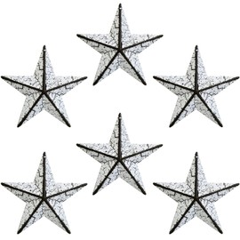 WKHOMEDECO 5.5" Metal Barn Stars for Outside - Set of 6 Rusty Metal Stars for Crafts and Star Decor - Outdoor Stars Metal in Rustic Star Outdoor Decor - Metal Star Wall Decor- Primitive Stars (White)…