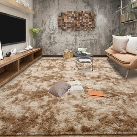 Tepook Fluffy Large Rugs for Living Room, Shag Area Rug 6x9 Soft Carpet for Bedroom, Modern Shaggy Rug for Kids Boys Girls, Plush Indoor Nursery Home Decor Rug with Non-Slip Bottom, Tie-Dyed Beige