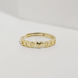 Meissa 925 Sterling Silver Heart Stackable Rings for Women, Minimalist Adjustable Heart Band, Silver Cute Promise Ring, Friendship Statement Ring, Gold