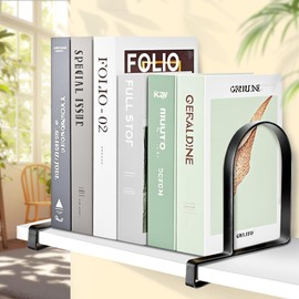 Book Ends for Shelves: Black Metal Book Ends, Heavy Duty Bookend Supports for Shelves, Non-Skid Book Organizer for Home Office School Supplies