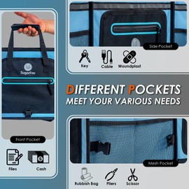 SugarFox Car Trunk Organizer | 95L, 35"x13.8"x11.8" | 26L Ice Pack Included | Waterproof, Foldable | Gift for Drivers | Trunk Storage for SUV/Cars - Blue-M004