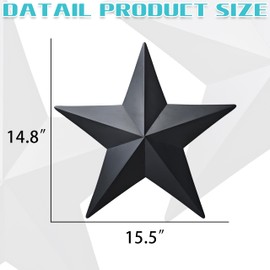 JoyEvy 15.5” Black Barn Star Wall Decor,Metal Stars for Outside Rustic Vintage Western Country Farmhouse Home Wall Decoration,Texas Stars for House Wall Art Décor(Set of 2)