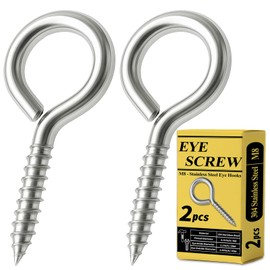 2 PCS 304 Stainless Steel Screw Eye Hooks, 4 Inch Eye Bolt Screws Heavy Duty Eye Hooks Screw, Screws Bolts Load Bearing 500LBS for Hanging Hammock, Plants, Securing Cables Wire Indoor & Outdoor (2)