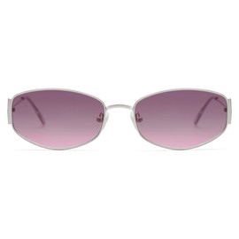 Appassal Retro Oval Sunglasses For Women Men Hexagonal Rectangle Metal Frame Sun Glasses AP3625,Sliver/Gradient Pink