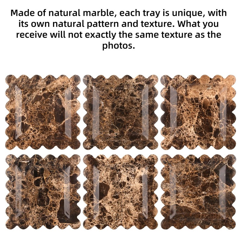 Square Marble Decorative Tray with Scalloped Edge,Luxury Natural Stone Bathroom