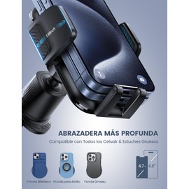 Lamicall Soporte Celular Auto - [Compatible con Fundas Gruesas] 2024 Abrazadera más Ancho y Gancho Metálico, Porta Celular Auto Base para Celular Automovil Carro Car Compatible con Todos Celular