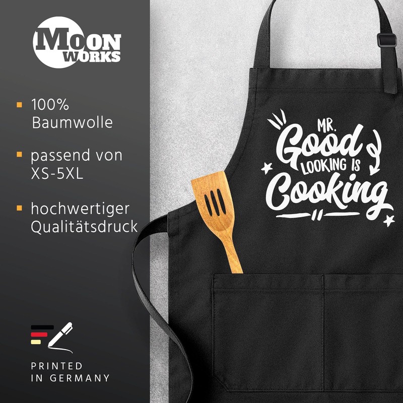 MoonWorks Men's BBQ Apron Grill King Apron for Men Crown,