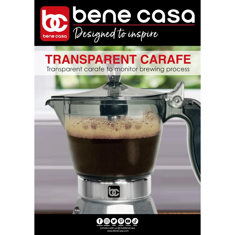 Bene Casa Silver Portable Electric Espresso Maker/Cafetera, 1-3 Cups/Shots (1,