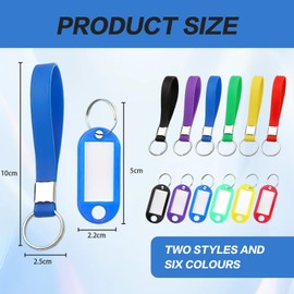 Bettinay 12PCS Key Rings with Tags, Multi Coloured Key Fobs with Labels, Plastic Keyring with Clear Windows