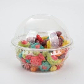 Golden Apple, 3.5oz-30sets Clear Plastic Cups for Ice Cream, Dessert Cups, Snack Bowl with Dome lids no Hole