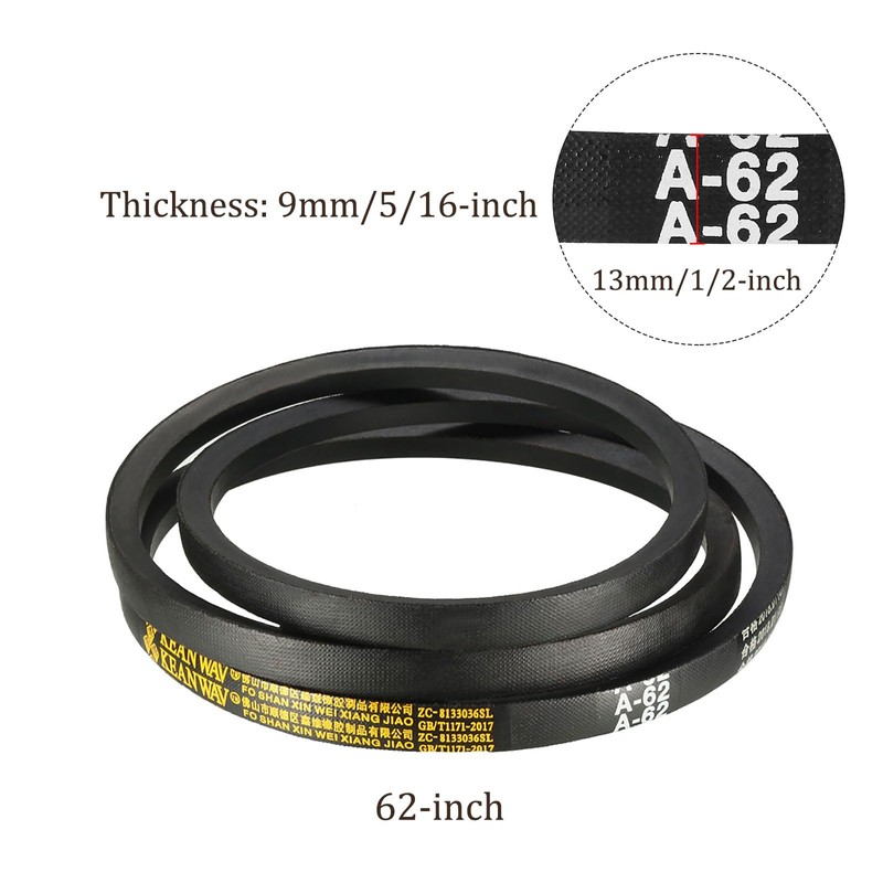 Kozelo A-62 Drive V-Belt - [62 Inch Inner Circumference] A-section