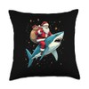 Santa Claus Riding Shark Men Boys Funny Christmas Shark Throw