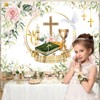 AIBIIN 7x5ft First Communion Backdrop Baptism Backdrop Decorations First Communion