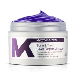 Mycro-Keratin Purple Hair Mask for brassy hair, Purple Mask Hair Toner for Blonde, Silver, Removes Yellow Tones, Treats Dry Damaged Hair (8.45 fl.oz)