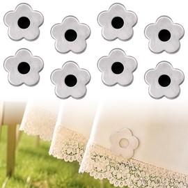 8 Pack Magnetic Weights, Stainless Steel Flower Tablecloth Weights, Decorative Heavy Duty Fabric Hold Down Weights for Outdoor Picnic Shower Curtain Wedding Party Decor Table Cover, Flower