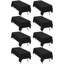 Teruntrue 8 Packs Black Tablecloth 60 x 126 inch,Rectangle Table Clothes for 6 Foot Tables,Wrinkle Resistant Washable Fabric Polyester Table Cover for Wedding Party Dining Buffet Parties or Camping