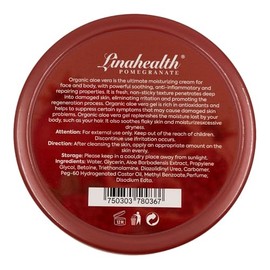 Linahealth | Gel Hidratante de Aloe Vera y Granada 300 ml, Calmante Multifuncional para Piel Sensible, Antioxidante, Humectante, Reparador y Suavizant